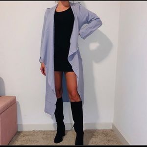 Draped Open Front Trench Duster